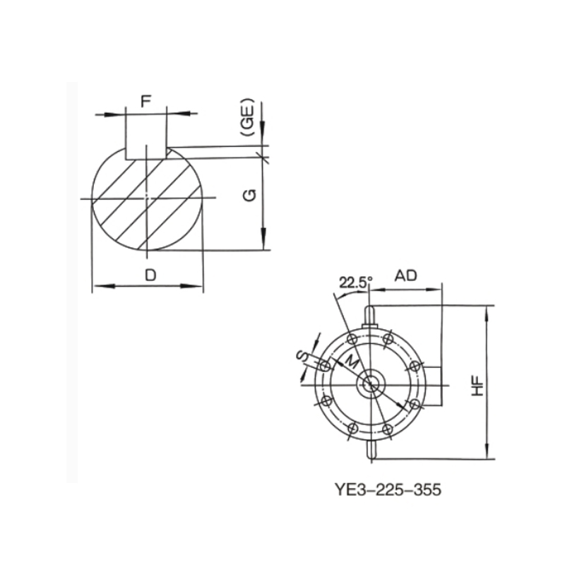 立式安裝、機(jī)座不帶底腳、端蓋上有凸緣的電動(dòng)機(jī)